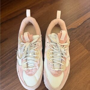 Nike Women's Pink and White Sneakers, Worn once!!